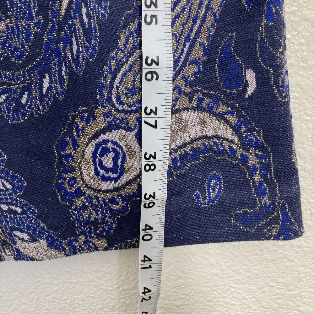 Maeve Maria Pants Womens 6 Blue Paisley Metallic Flare Anthropologie